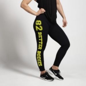 BETTER BODIES Black Leggings with Yellow Print
